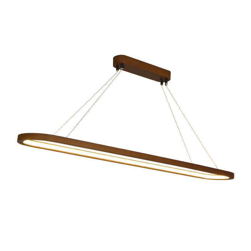 Oval Island Chandelier Lights Simplicity Wood Chandelier Lighting Fixtures for Restaurant