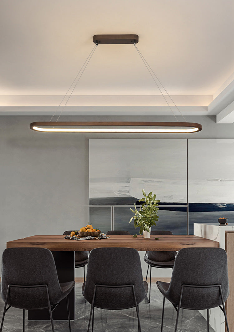 Oval Island Chandelier Lights Simplicity Wood Chandelier Lighting Fixtures for Restaurant