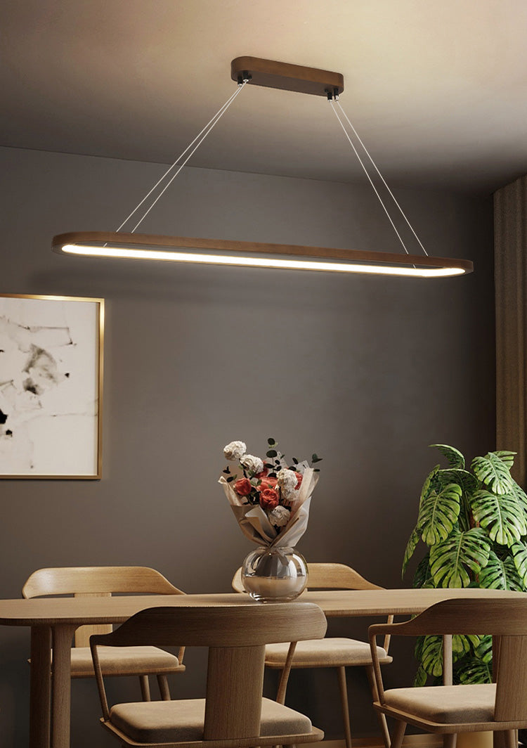 Oval Island Chandelier Lights Simplicity Wood Chandelier Lighting Fixtures for Restaurant