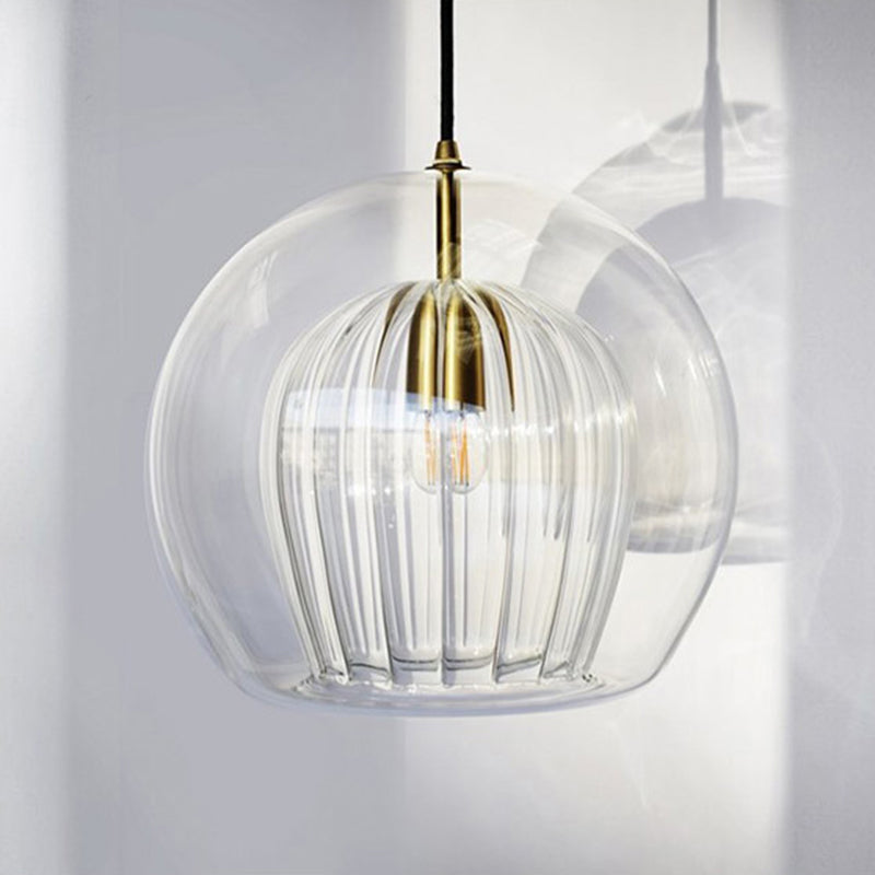 Luz colgada en forma de bola de vidrio de doble simplicidad moderna de iluminación de latón electrochado para dormitorio