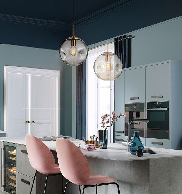 Plafond en verre transparent inégal Plafond Pendant Light Simplicité Contemporaine Mini lampe suspendue pour la cuisine du bar