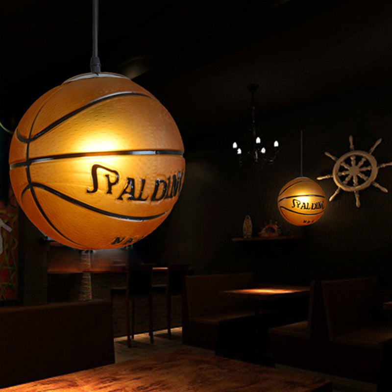 Creative Glass Basketball Shaped Suspended Light with Nets Single Light Decorative Arts Hanging Light for Bar