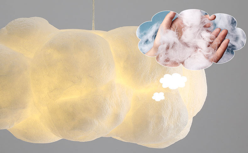 Creative Cloud Shape Hanging Light Modern Style Cotton Decorative Lighting Pendant for Bedroom