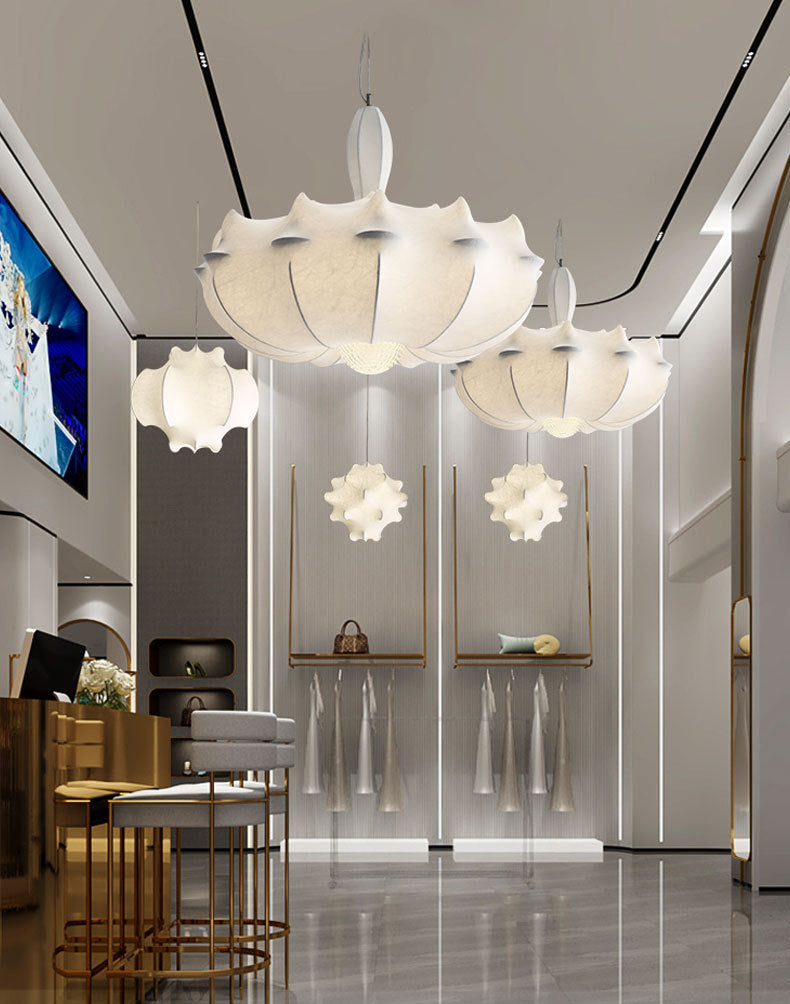 Stretch Silk Fabric Lantern Shade Pendant Light Style moderne MODERNE 3 LIGHTS ÉCLAIRAGE SUSPENSION POUR RABLÈME