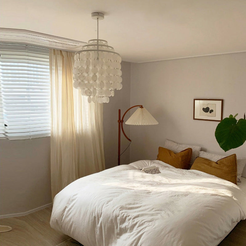 3-Tiers Shells Deco Hanging Light Contemporary Style Single Light Suspension Lamp for Dining Room