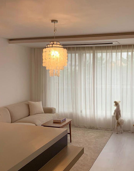 3-Tiers Shells Deco Hanging Light Contemporary Style Single Light Suspension Lamp for Dining Room