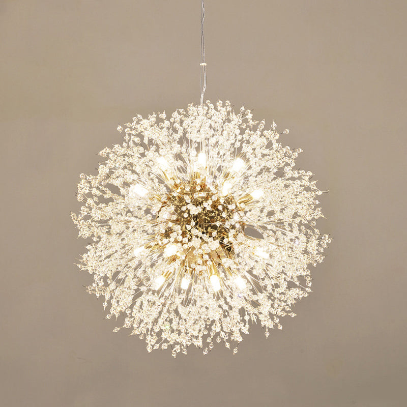Modern Style Dandelion Crystal Pendant Light Home Decoration Lighting Fixture in Gold for Dining Room