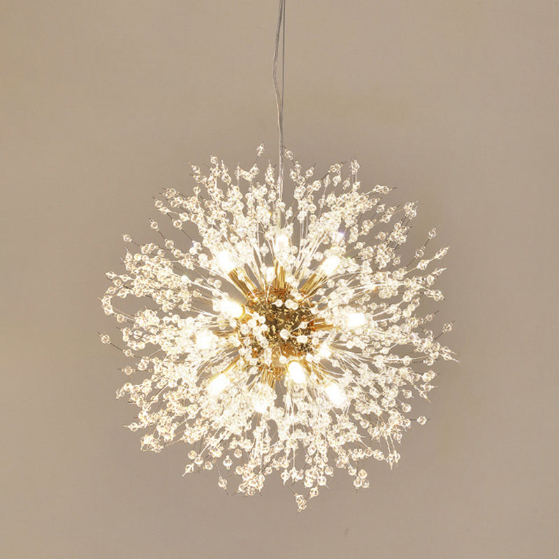 Modern Style Dandelion Crystal Pendant Light Home Decoration Lighting Fixture in Gold for Dining Room