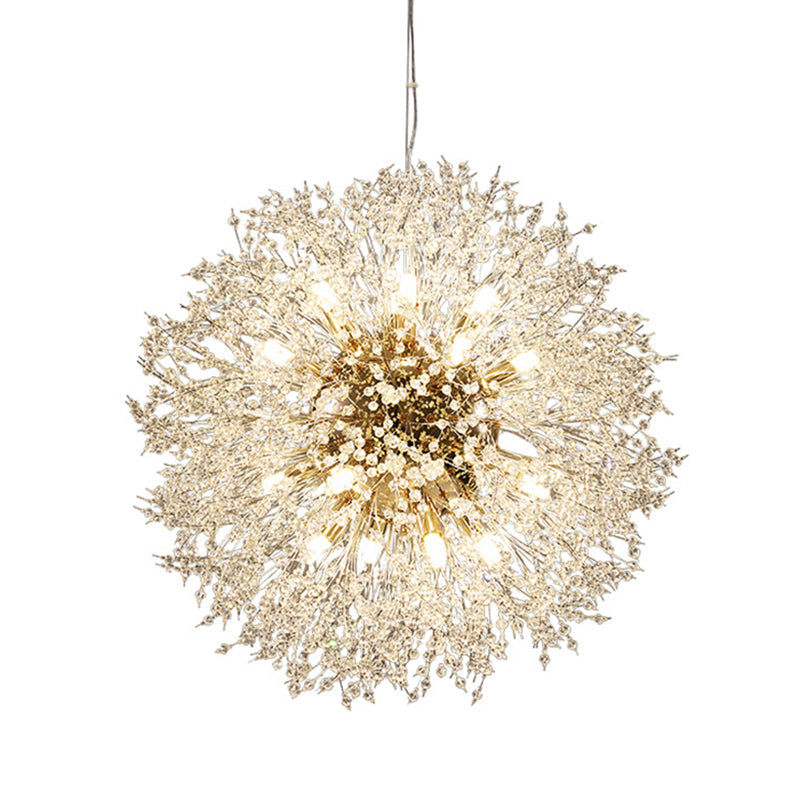 Modern Style Dandelion Crystal Pendant Light Home Decoration Lighting Fixture in Gold for Dining Room