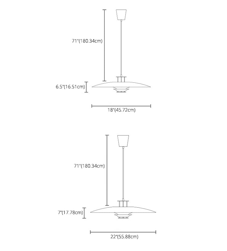 UFO Shaped Single Light Minimalist Hanging Lamp 17.7" Wide Aluminum Alloy Lighting Fixture for Corridor Aisle