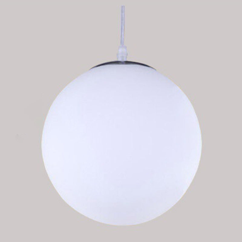 Milk White Acrylic Ball Shade Hanging Light Modern Simplicity 1-Light Suspension Lighting Fixture For Kitchen Bar