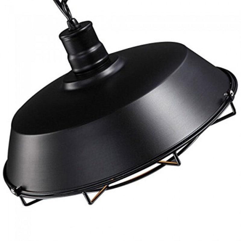 18 Inches Wide Retro Hanging Light with Iron Wire Cage Shade Industrial Style Single Bulb Lighting Fixture for Corridor Aisle