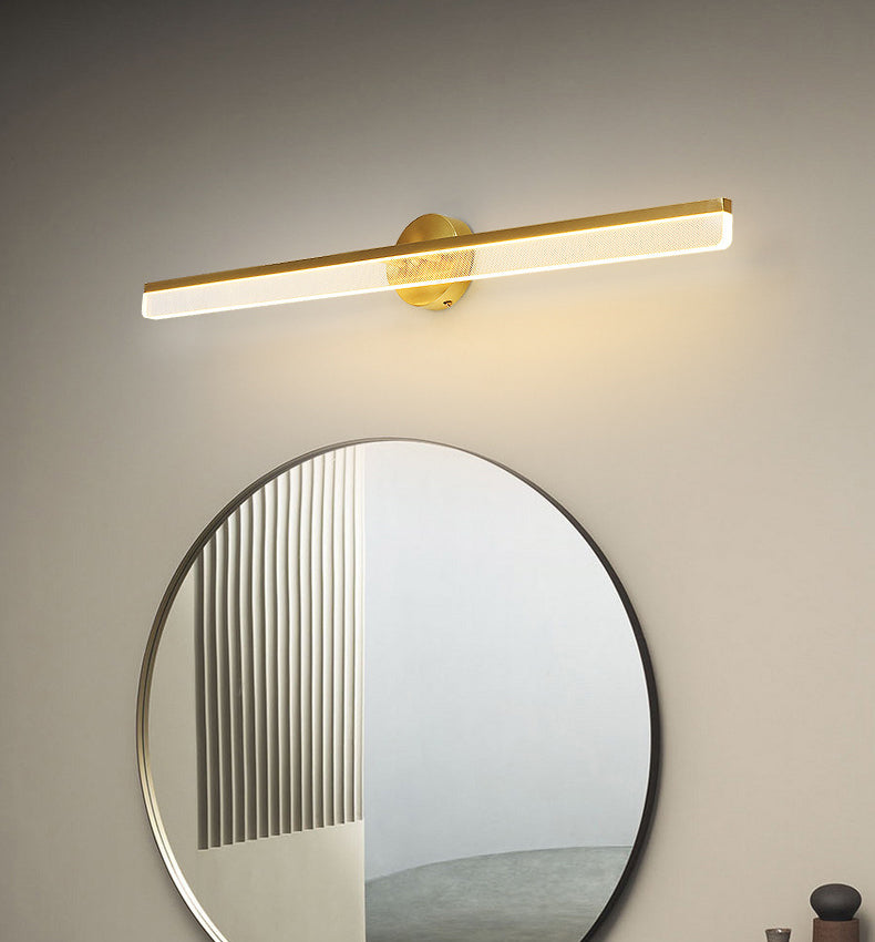 Modern Brass Wall Mounted Mirror Front Lamp LED Rectangle Vanity Lighting for Dressing Table