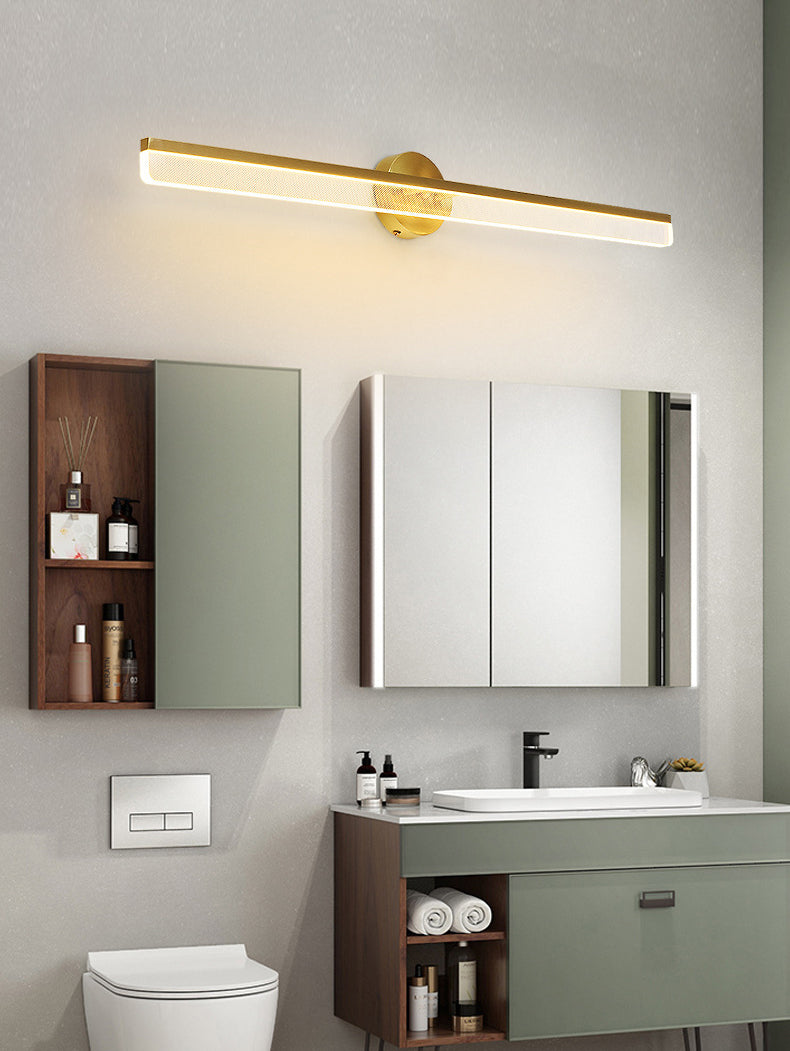 Modern Brass Wall Mounted Mirror Front Lamp LED Rectangle Vanity Lighting for Dressing Table