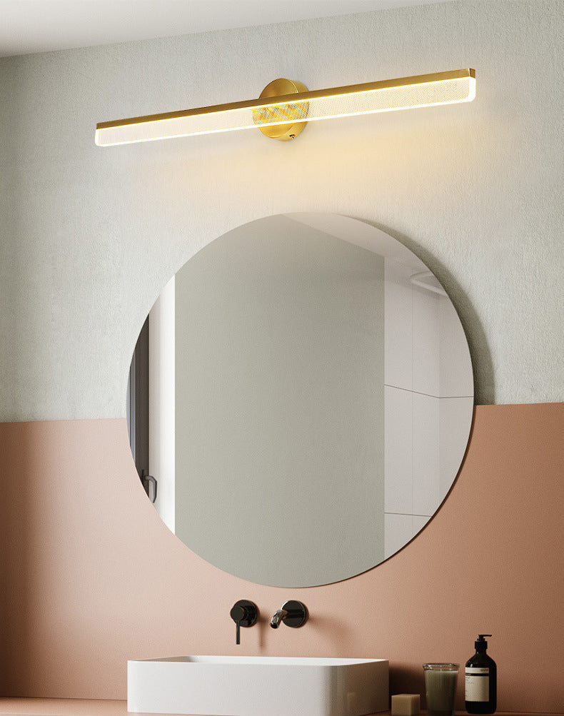 Modern Brass Wall Mounted Mirror Front Lamp LED Rectangle Vanity Lighting for Dressing Table