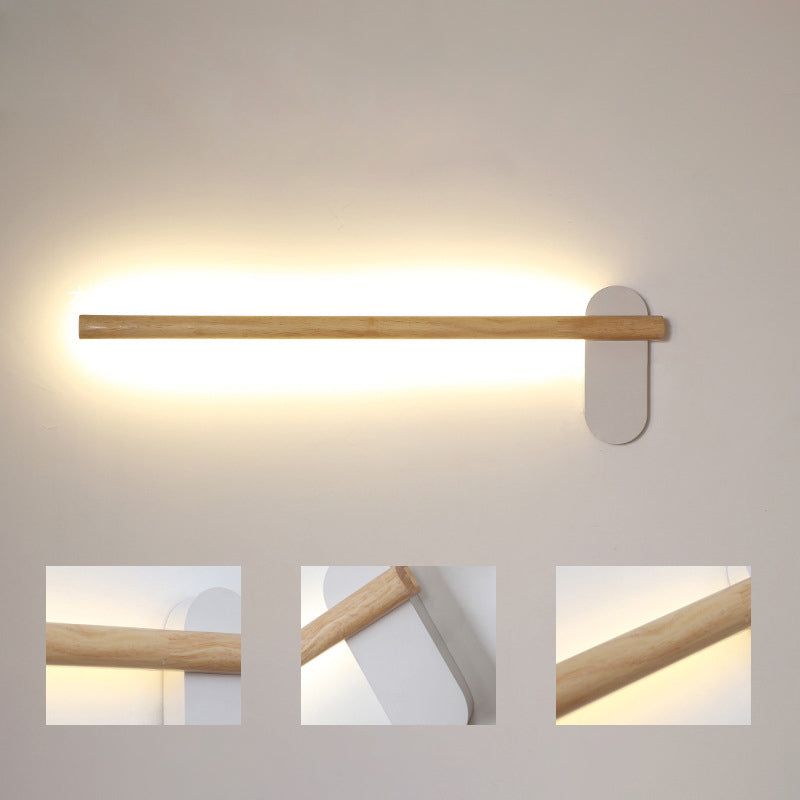 Wooden Round Bar Wall Mounted Vanity Light Nordic Style Vanity Fixture for Bathroom