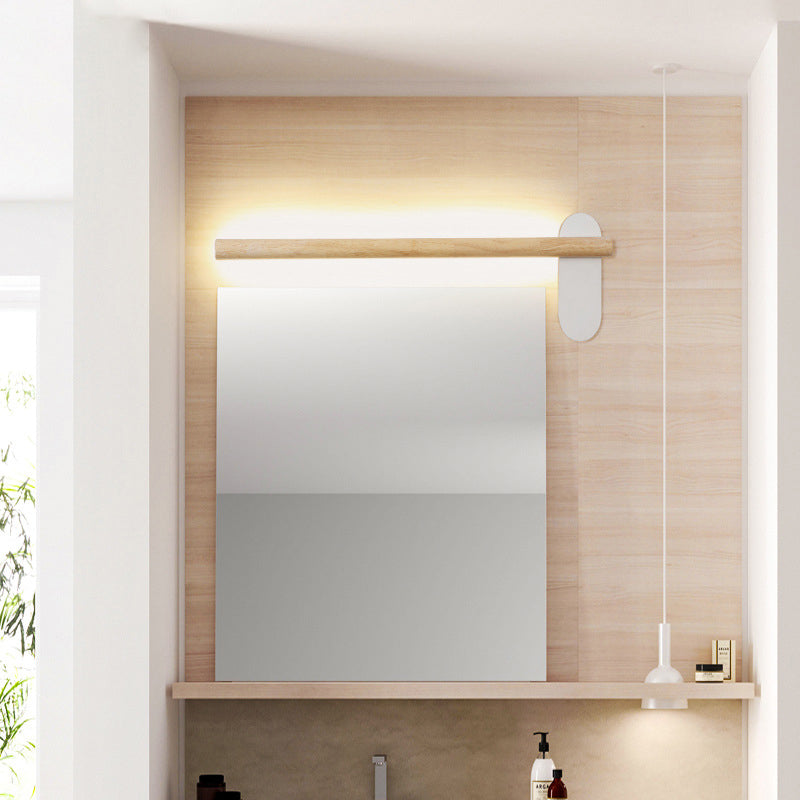 Wooden Round Bar Wall Mounted Vanity Light Nordic Style Vanity Fixture for Bathroom