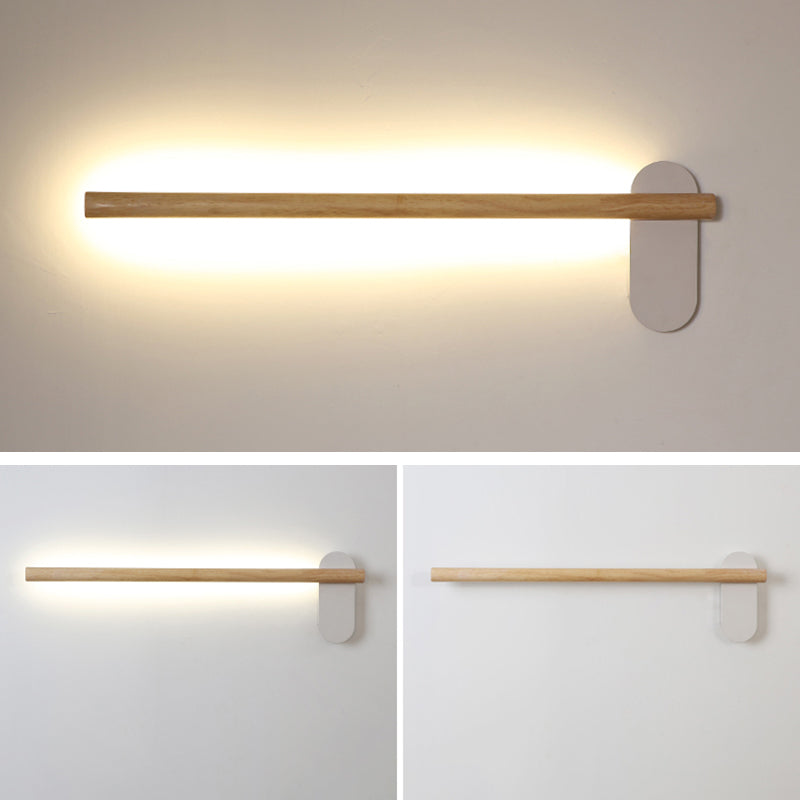 Wooden Round Bar Wall Mounted Vanity Light Nordic Style Vanity Fixture for Bathroom
