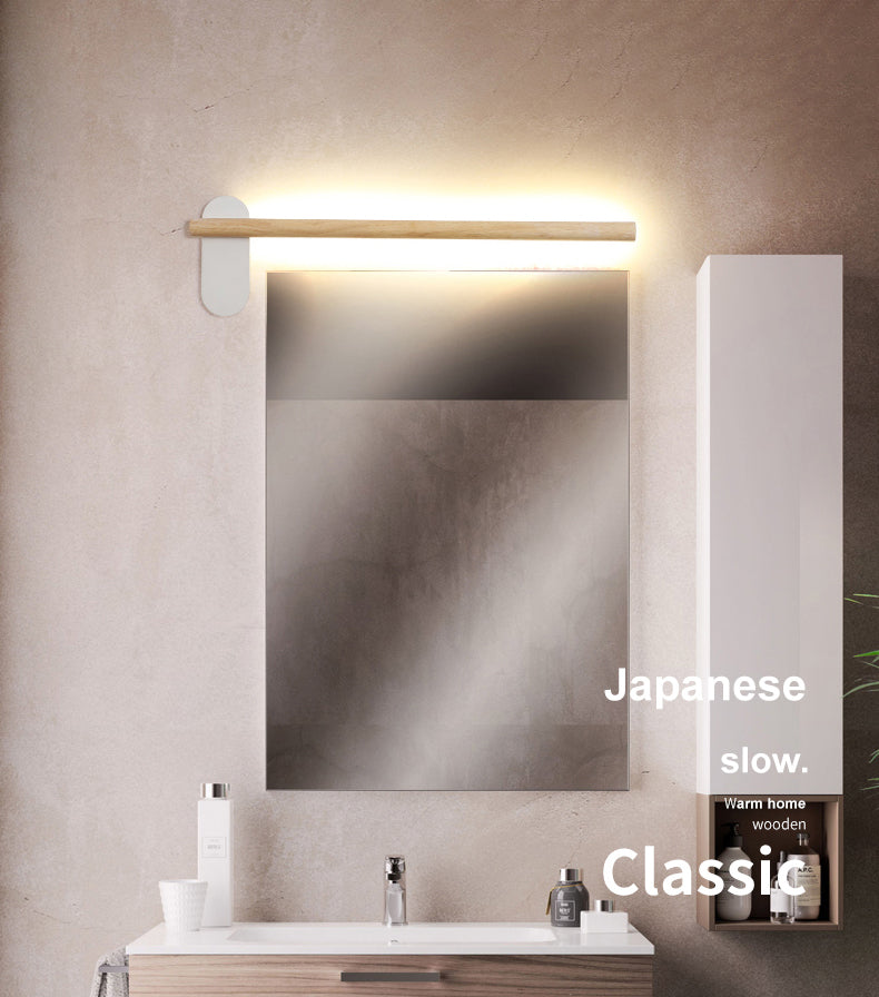 Wooden Round Bar Wall Mounted Vanity Light Nordic Style Vanity Fixture for Bathroom