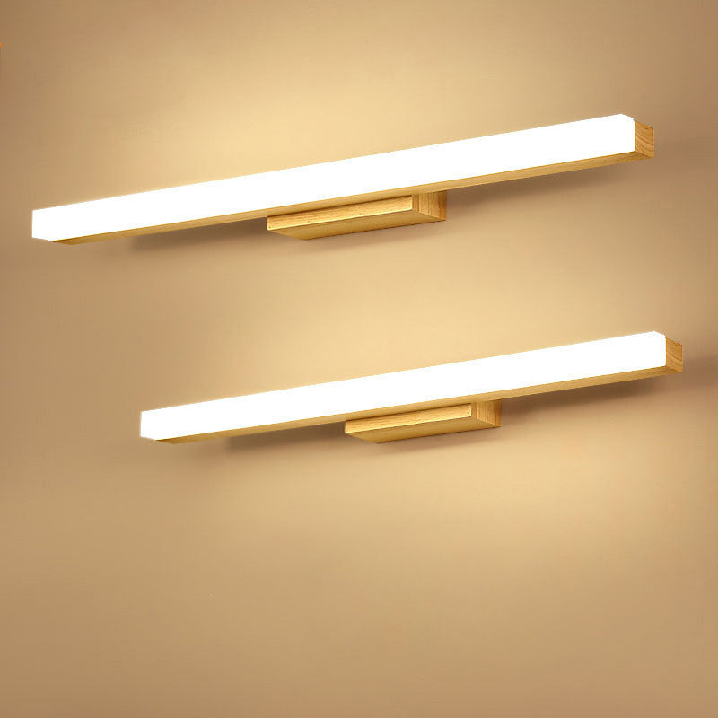 Nordic Simple Wood Mur Vanité Lumière Lumière et luminaire de vanité résistante au brouillard