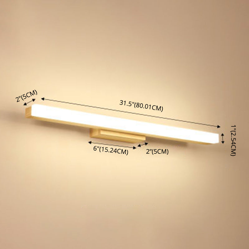 Nordic Simple Wood Mur Vanité Lumière Lumière et luminaire de vanité résistante au brouillard