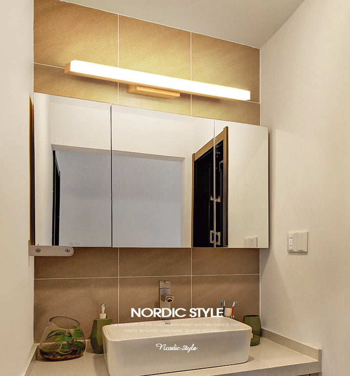 Nordic Simple Wood Mur Vanité Lumière Lumière et luminaire de vanité résistante au brouillard