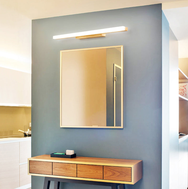 LED houten Noordse spiegel lichtwater en mistbestendige muurwandwandeling voor badkamer