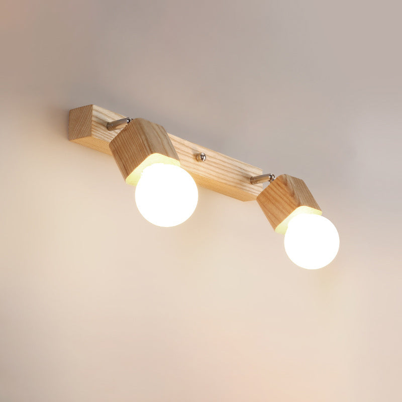 Nordic Mirror Cabinet Vanity Lighting Ideas Wooden LED Vanity Light for Dressing Table