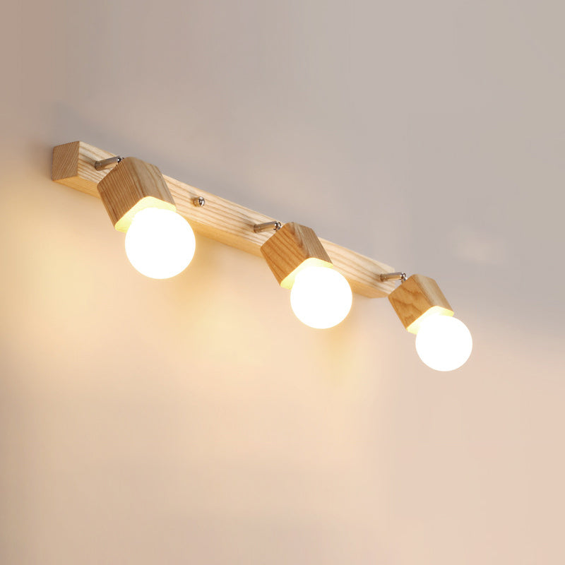 Nordic Mirror Cabinet Vanity Lighting Ideas Wooden LED Vanity Light for Dressing Table