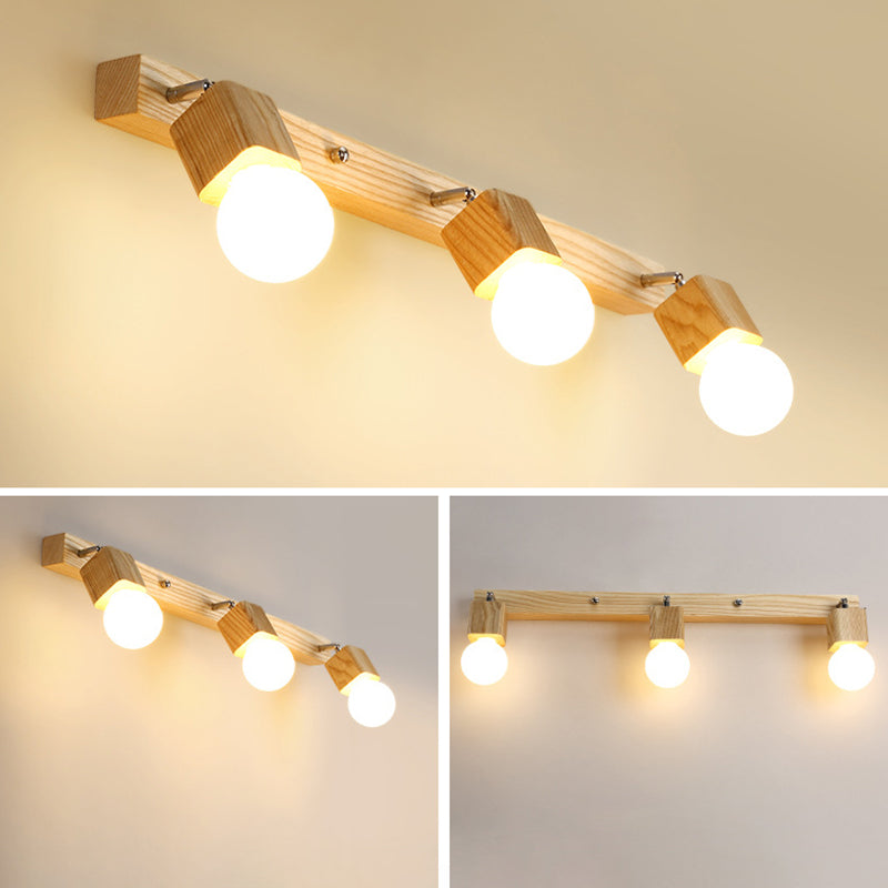 Nordic Mirror Cabinet Vanity Lighting Ideas Wooden LED Vanity Light for Dressing Table