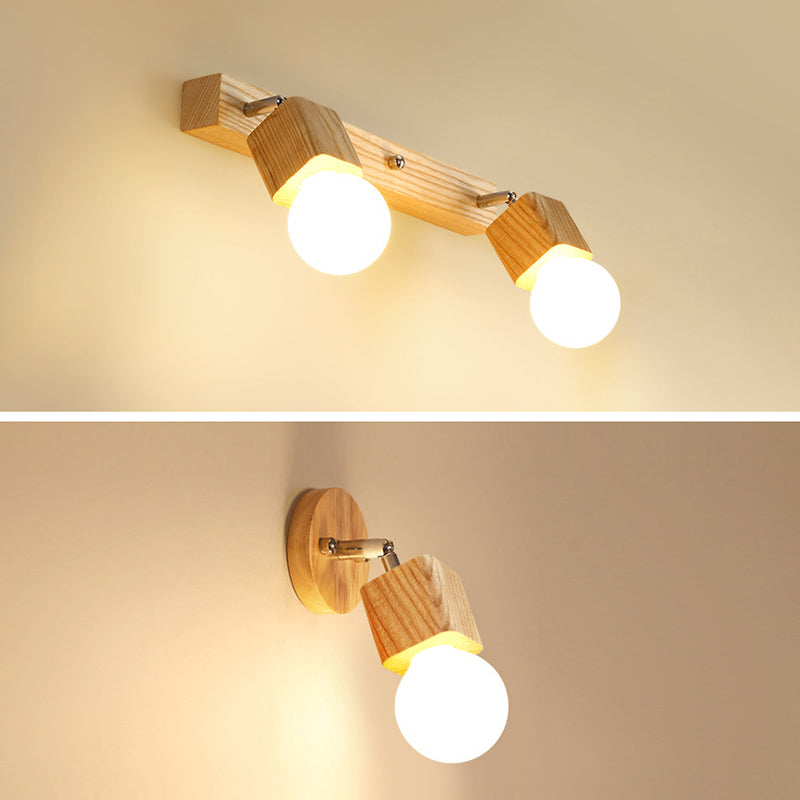 Nordic Mirror Cabinet Vanity Lighting Ideas Wooden LED Vanity Light for Dressing Table