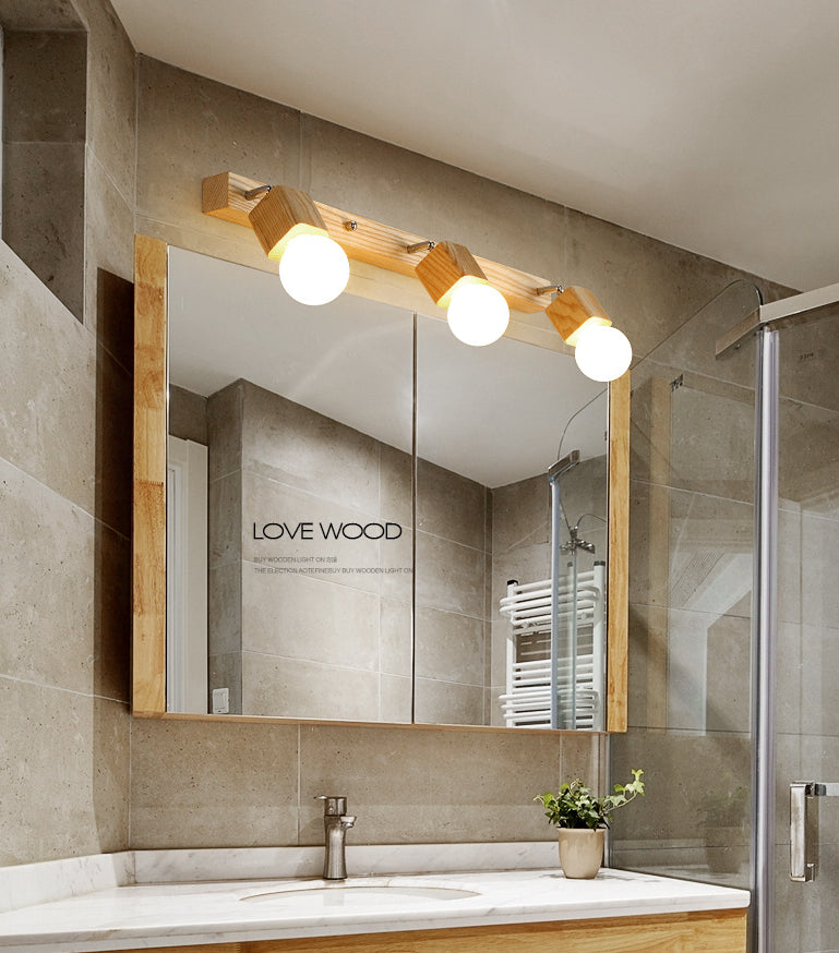 Idee per l'illuminazione vanità del mobile a specchio nordico Luce di vanità a legno per tavolo da toeletta