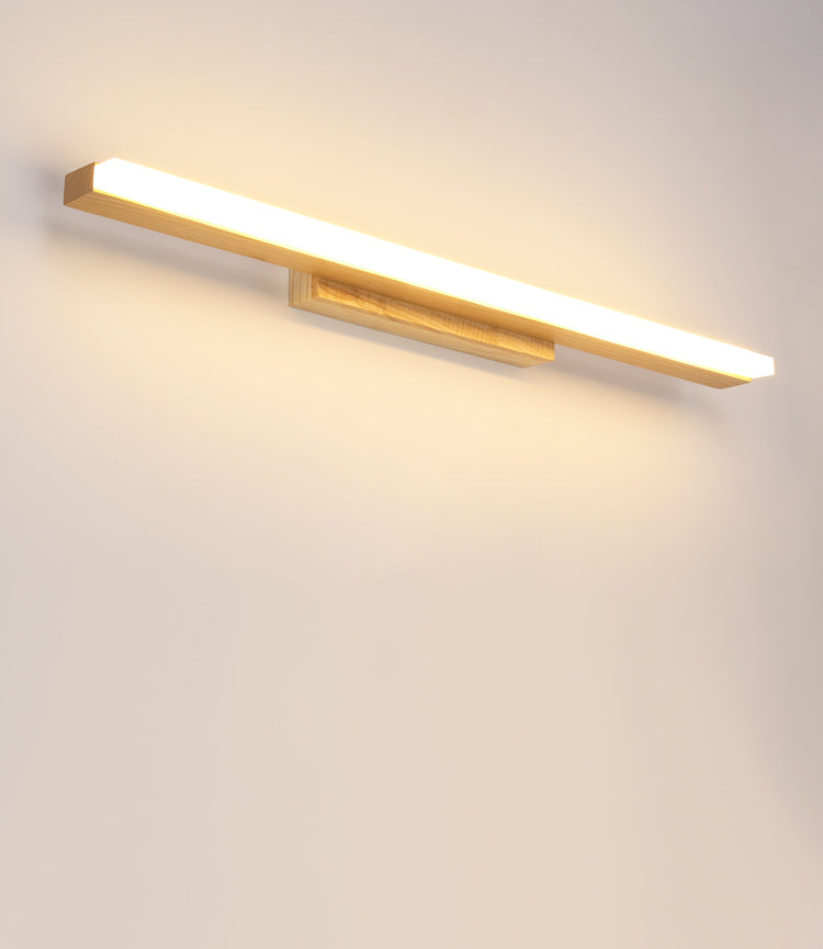 Nordic Natural Oak Vanity Sconce Fixture Simplicity Style Vanity Light in Acrylic Shade