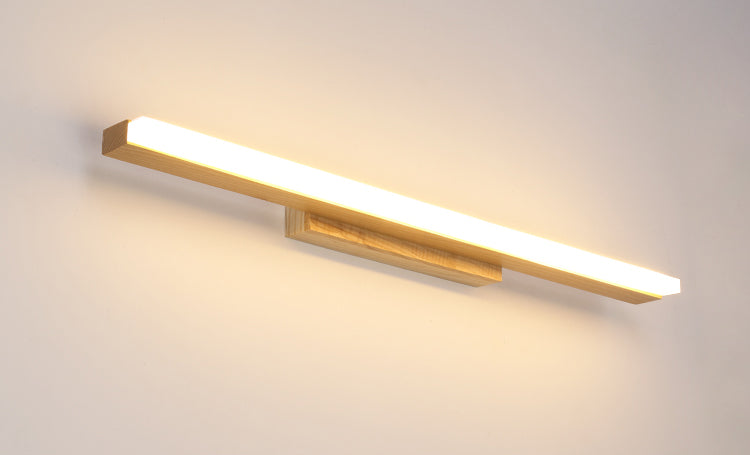 Nordic Natural Oak Vanity Sconce Fixture Simplicity Style Vanity Light in Acrylic Shade