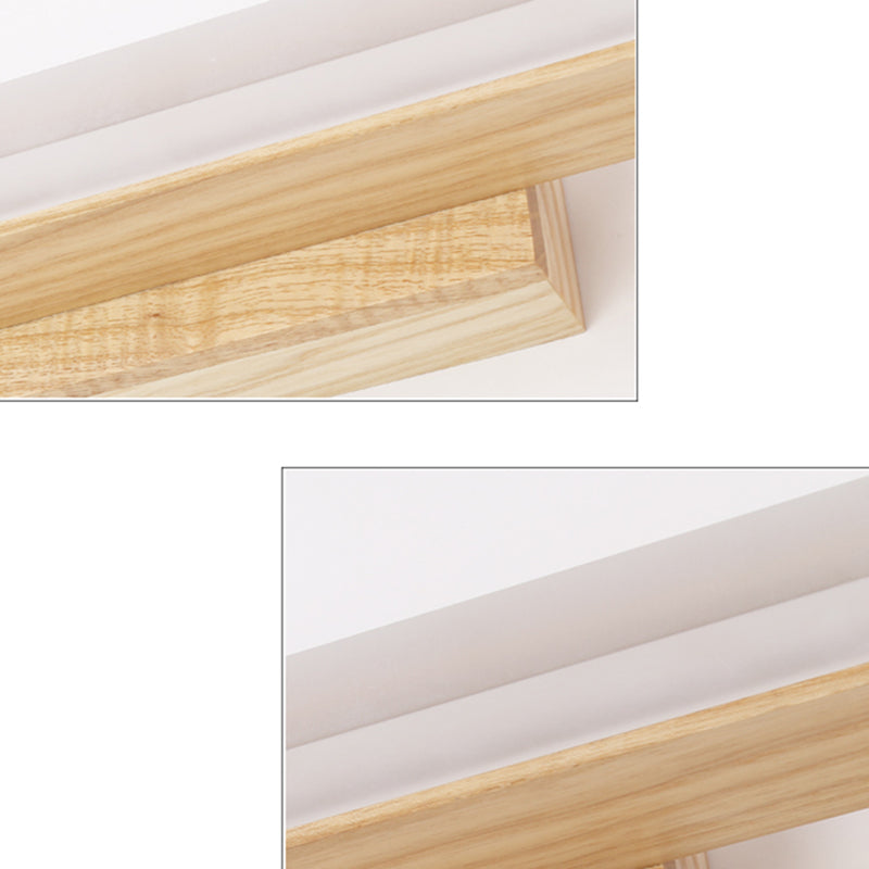 Nordic Natural Oak Vanity Sconce Fixture Simplicity Style Vanity Light in Acrylic Shade