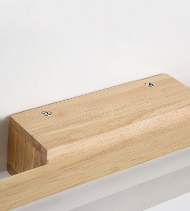 Natural Oak Linear Bathroom Vanity Light Fixture Acrylic Anti-fogging Shade Vanity Mirror Light