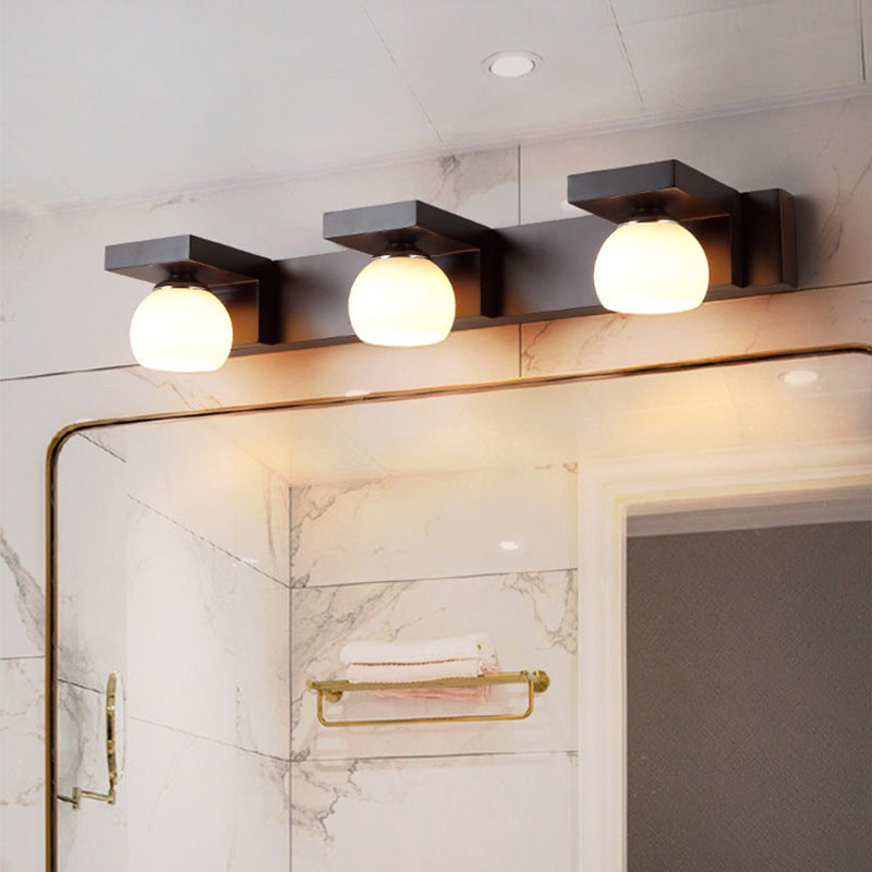 Walnut Brown Mirror Cabinet Wall Sconce Down Lighting Vanity Fixtures for Bathroom