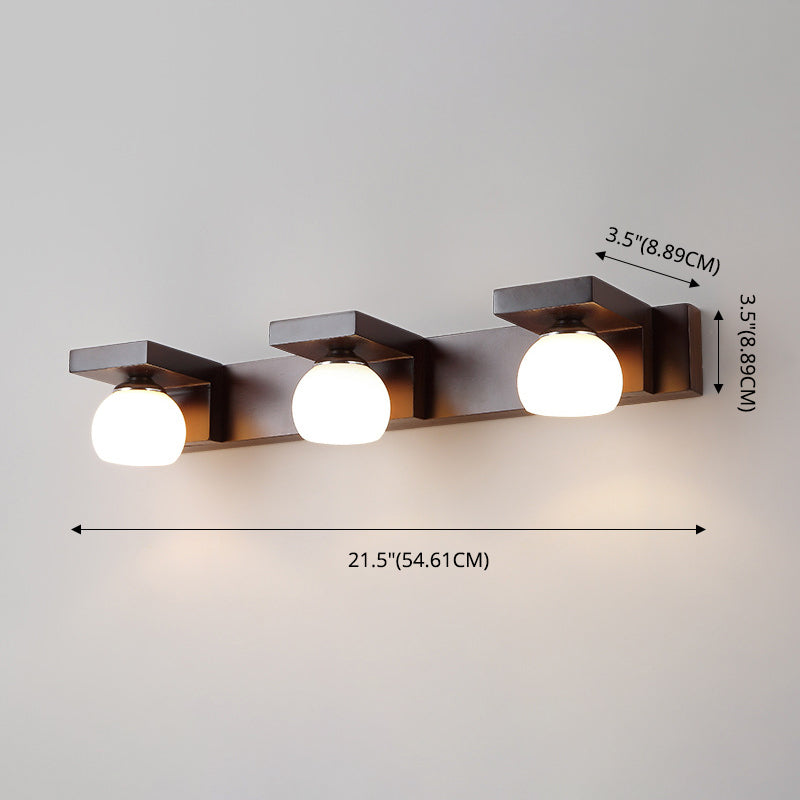 Walnut Brown Mirror Cabinet Wall Sconce Down Lighting Vanity Fixtures for Bathroom