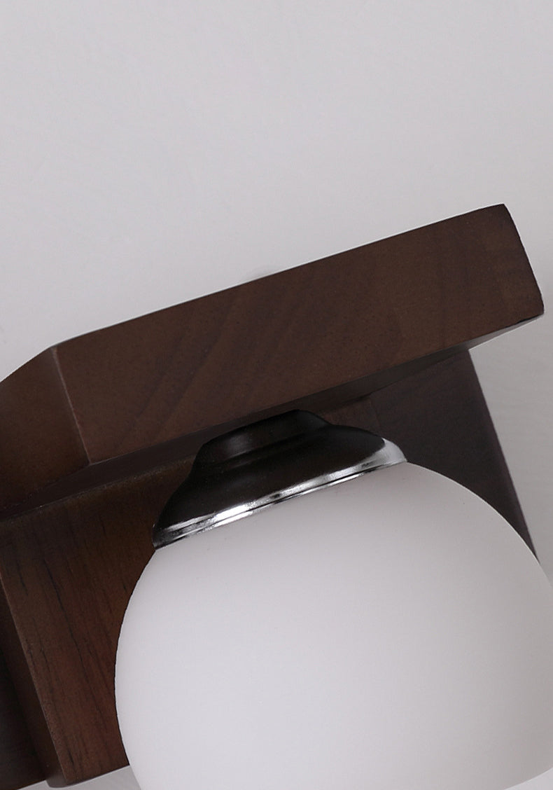 Walnut Brown Mirror Cabinet Wall Sconce Down Lighting Vanity Fixtures for Bathroom