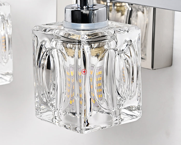 Modern Metal Siding Vanity Sconce 4 Lights Glass Shade Vanity Light for Bathroom