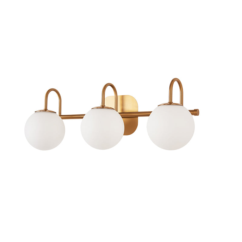 Global Glass Shade Vanity Wall Sconce Metal Armed Vanity Mirror Lights for Bedroom Bathroom