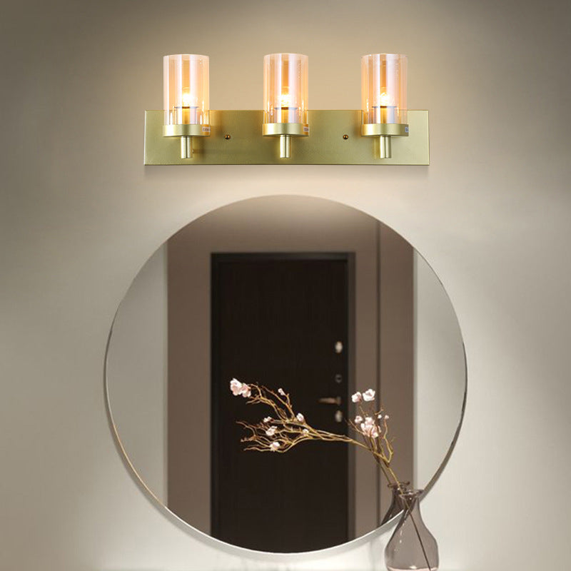 Vintage Style Vanity Mirror Lights 3 Lights Wall Mounted Mirror Front Lamp in Glass Shade