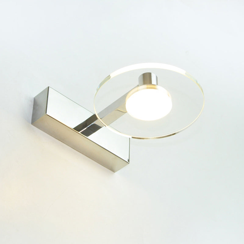 Translucent Crystal Vanity Light Sconce 1 Light Circle Vanity Vanity Lamp for Bathroom