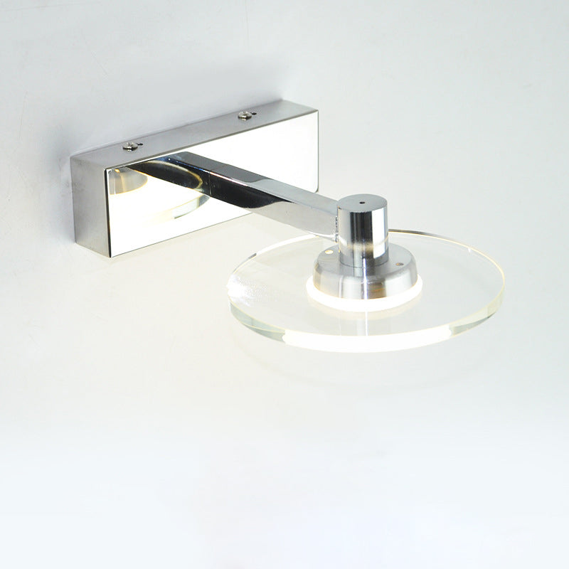 Translucent Crystal Vanity Light Sconce 1 Light Circle Vanity Vanity Lamp for Bathroom