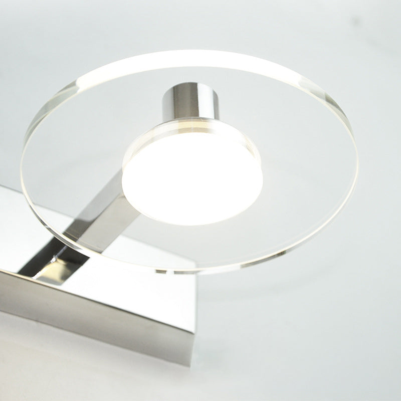 Translucent Crystal Vanity Light Sconce 1 Light Circle Vanity Vanity Lamp for Bathroom