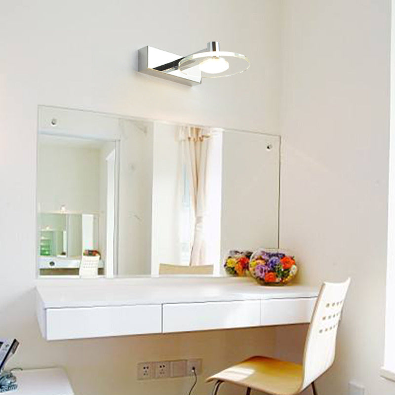 Translucent Crystal Vanity Light Sconce 1 Light Circle Vanity Vanity Lamp for Bathroom
