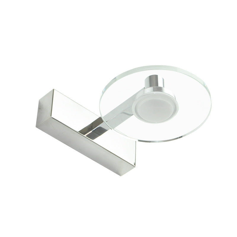 Translucent Crystal Vanity Light Sconce 1 Light Circle Vanity Vanity Lamp for Bathroom