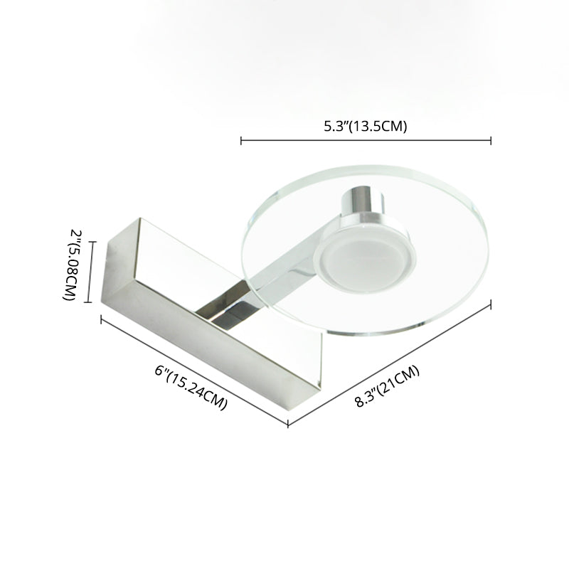 Translucent Crystal Vanity Light Sconce 1 Light Circle Vanity Vanity Lamp for Bathroom