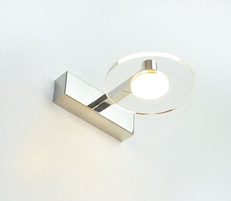 Translucent Crystal Vanity Light Sconce 1 Light Circle Vanity Vanity Lamp for Bathroom