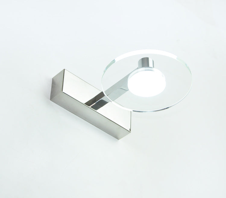 Translucent Crystal Vanity Light Sconce 1 Light Circle Vanity Vanity Lamp for Bathroom